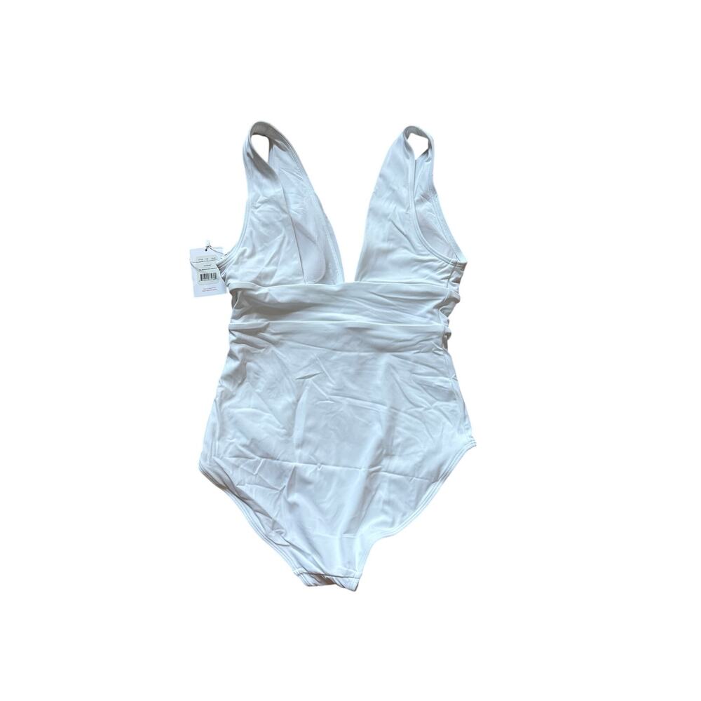NWT Andie mykonos white eco nylon plunge one piece size tall torso small - Picture 6 of 11
